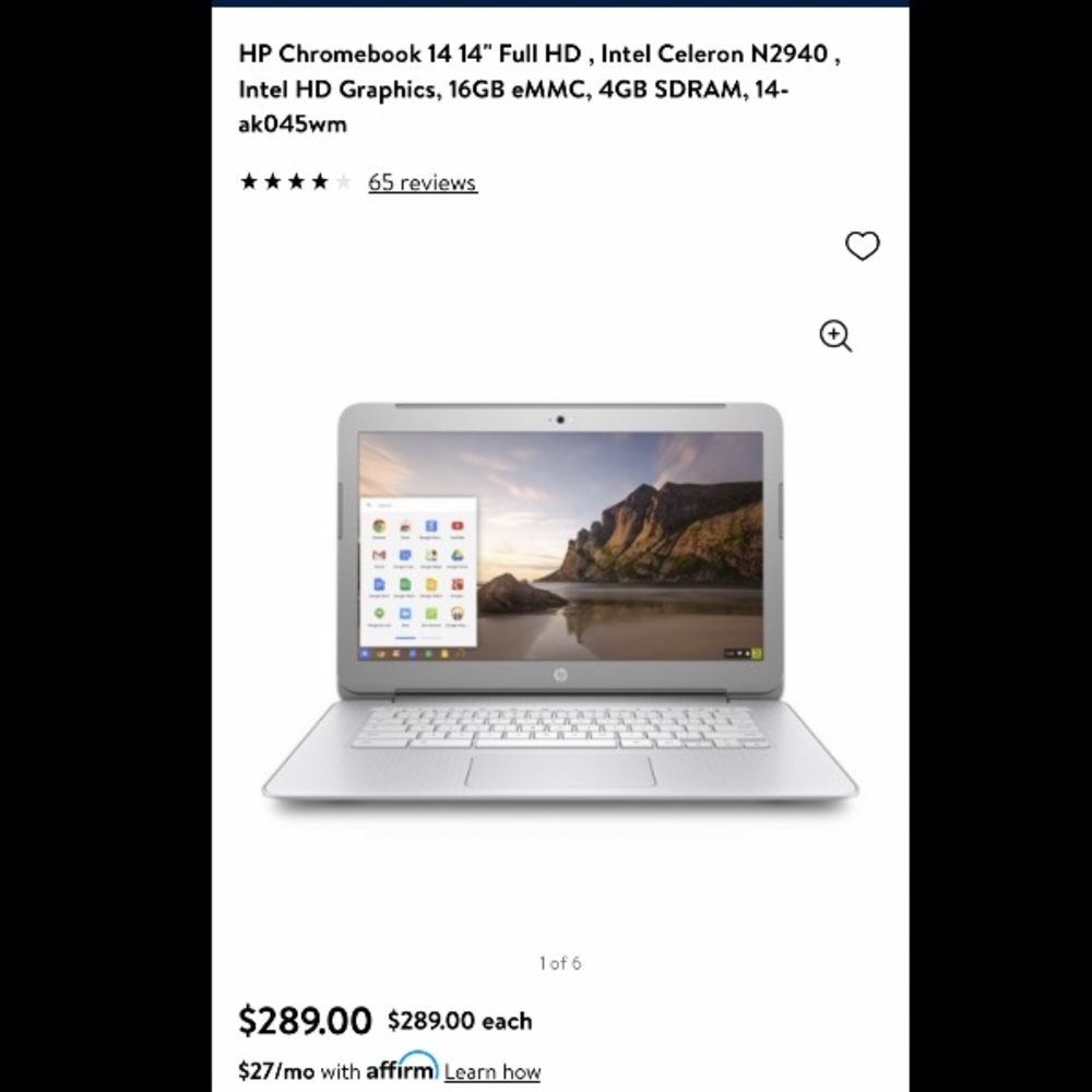 HP Chromebook 14” Full HD Intel Celeron N2940
